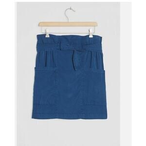 Anthropologie Amadi Nantes Blue Paper Bag Tencel Mini Skirt Sz Large NWT Preppy